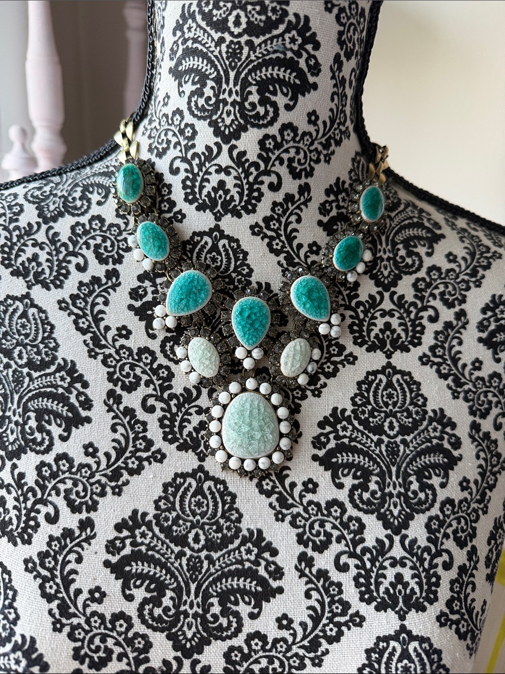 Chloe + Isabel Statement Teal and White Bib Necklace